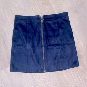 Faux suede, navy blue mini skirt.
